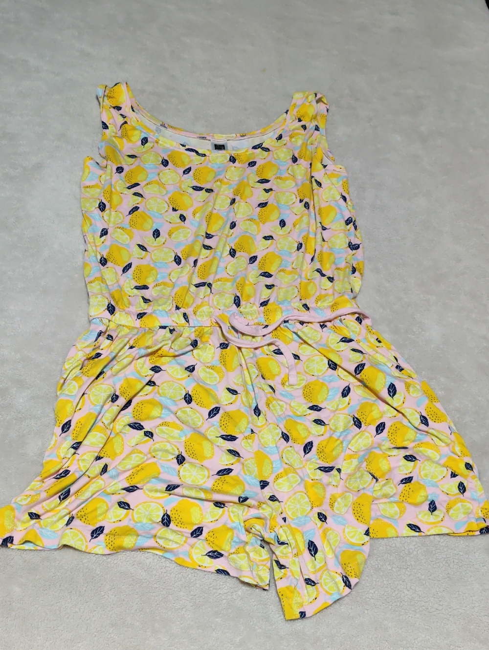 Sleeveless Lemon Print Romper in Yellow
